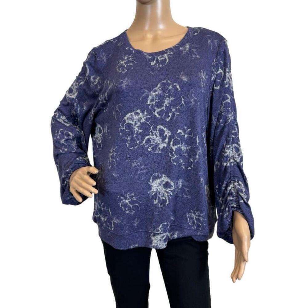Women's Simply Vera Vera Wang Blue Floral Sweatshirt Size L